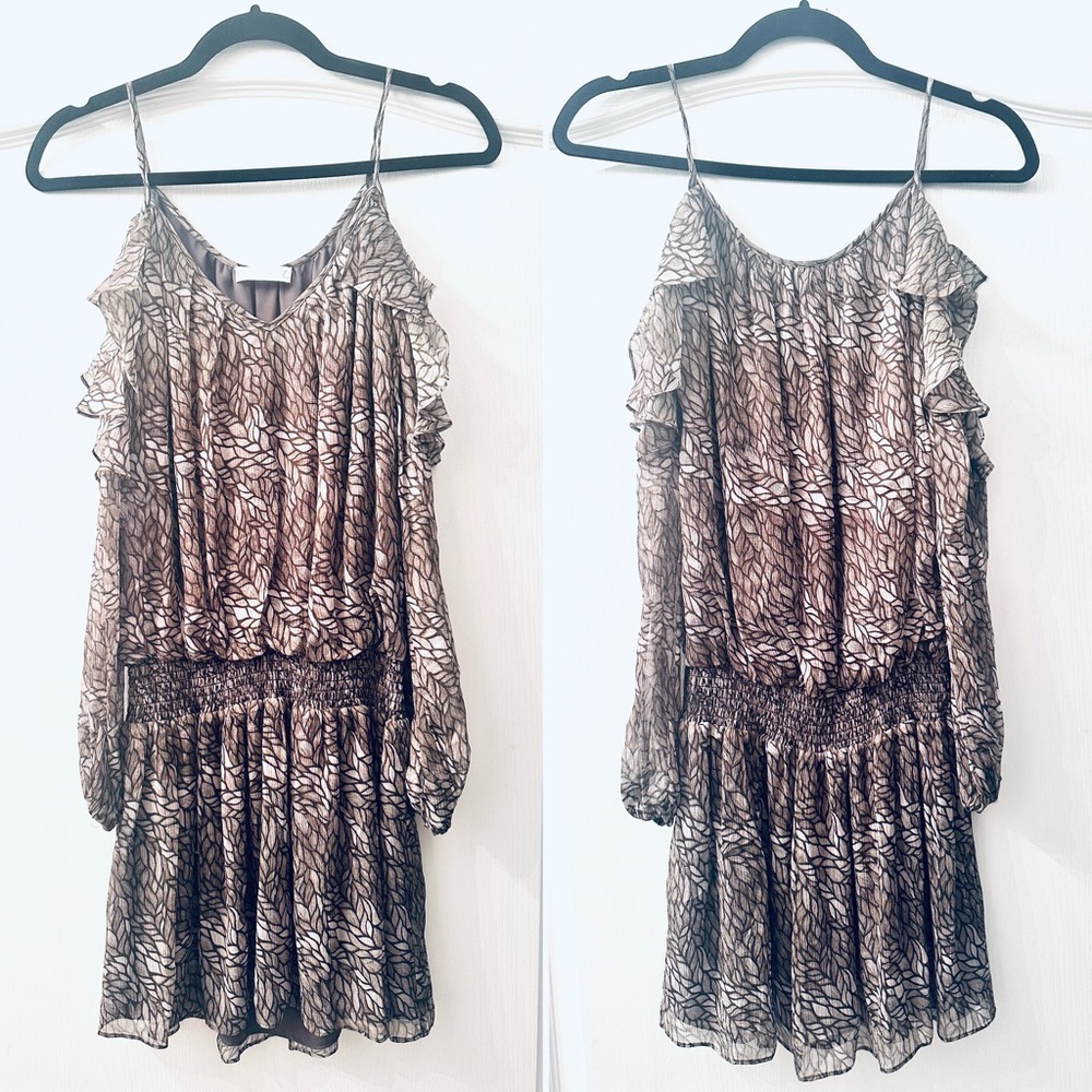 Ramy Brook Monochrome Leaf Print Mini Dress XS